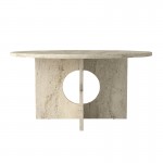 Τραπεζάκι σαλονιού Mara Megapap χρώμα travertine Ø75x36,8εκ.