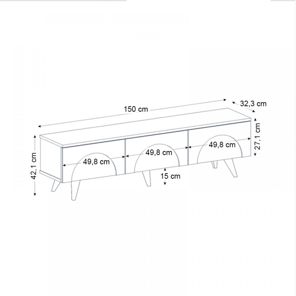 Έπιπλο τηλεόρασης Bono Megapap χρώμα λευκό - sepet oak 150x32,3x42,1εκ.