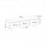 Έπιπλο τηλεόρασης Bono Megapap χρώμα λευκό - sepet oak 150x32,3x42,1εκ.