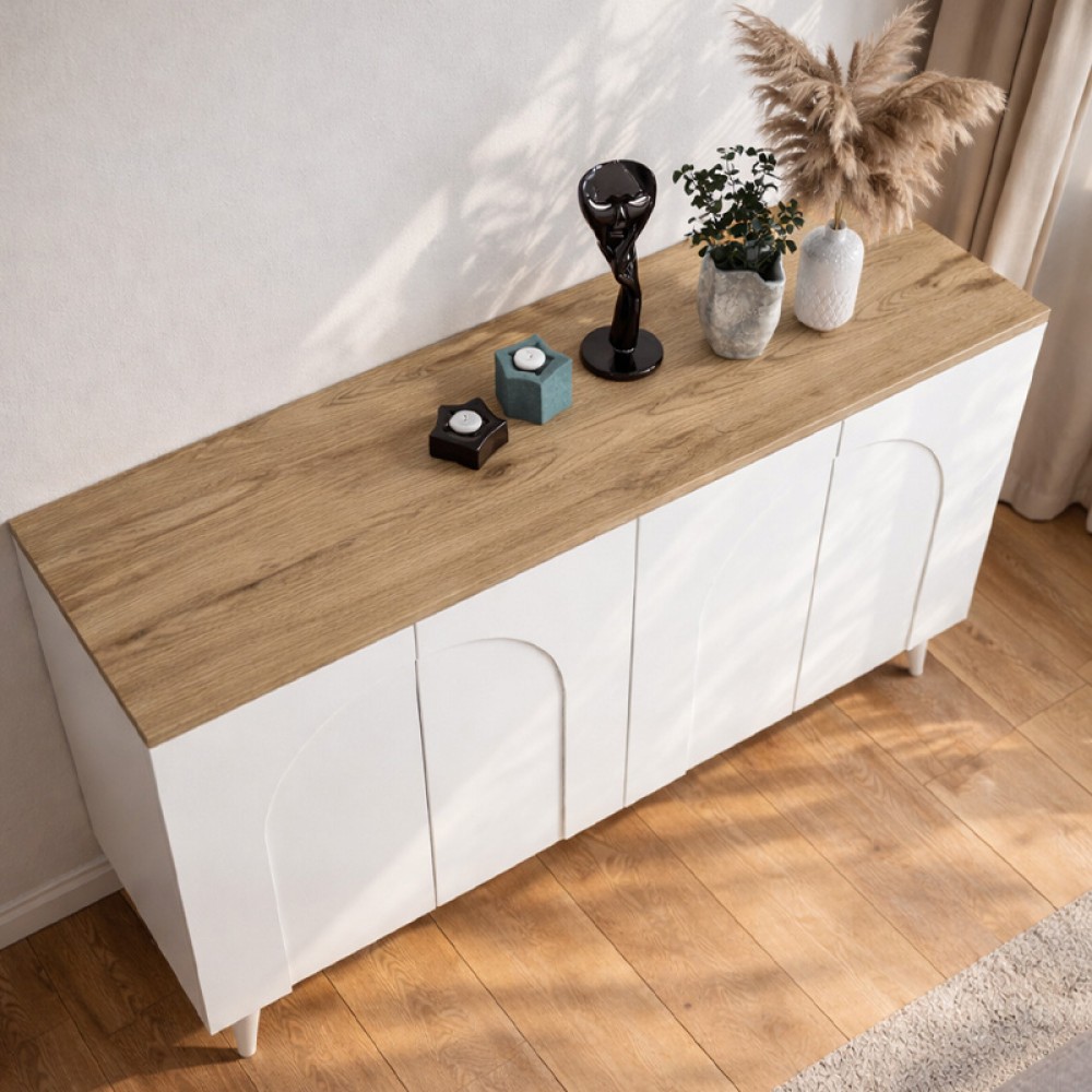 Μπουφές Bono Megapap χρώμα λευκό - sepet oak 150x45x74,6εκ.