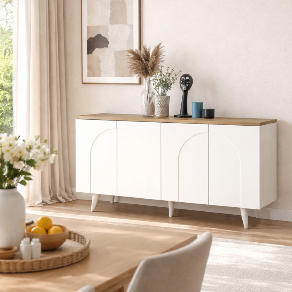 Μπουφές Bono Megapap χρώμα λευκό - sepet oak 150x45x74,6εκ.