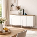 Μπουφές Bono Megapap χρώμα λευκό - sepet oak 150x45x74,6εκ.