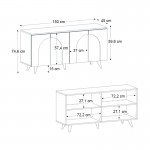 Μπουφές Bono Megapap χρώμα λευκό - sepet oak 150x45x74,6εκ.