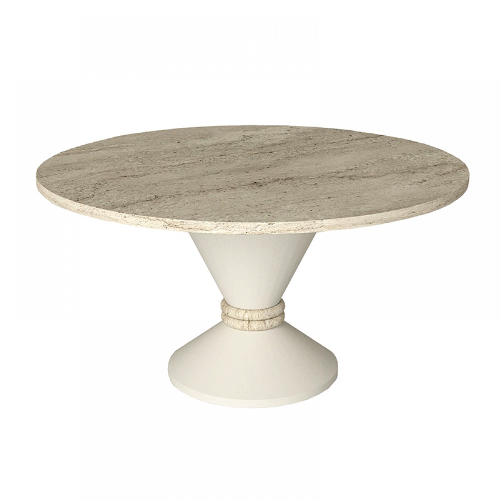 Τραπεζάκι σαλονιού Lepper Megapap χρώμα travertine - sandstone Ø75x39,8εκ.