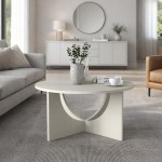 Τραπεζάκι σαλονιού Lemmar Megapap χρώμα sandstone Ø75x36,8εκ.