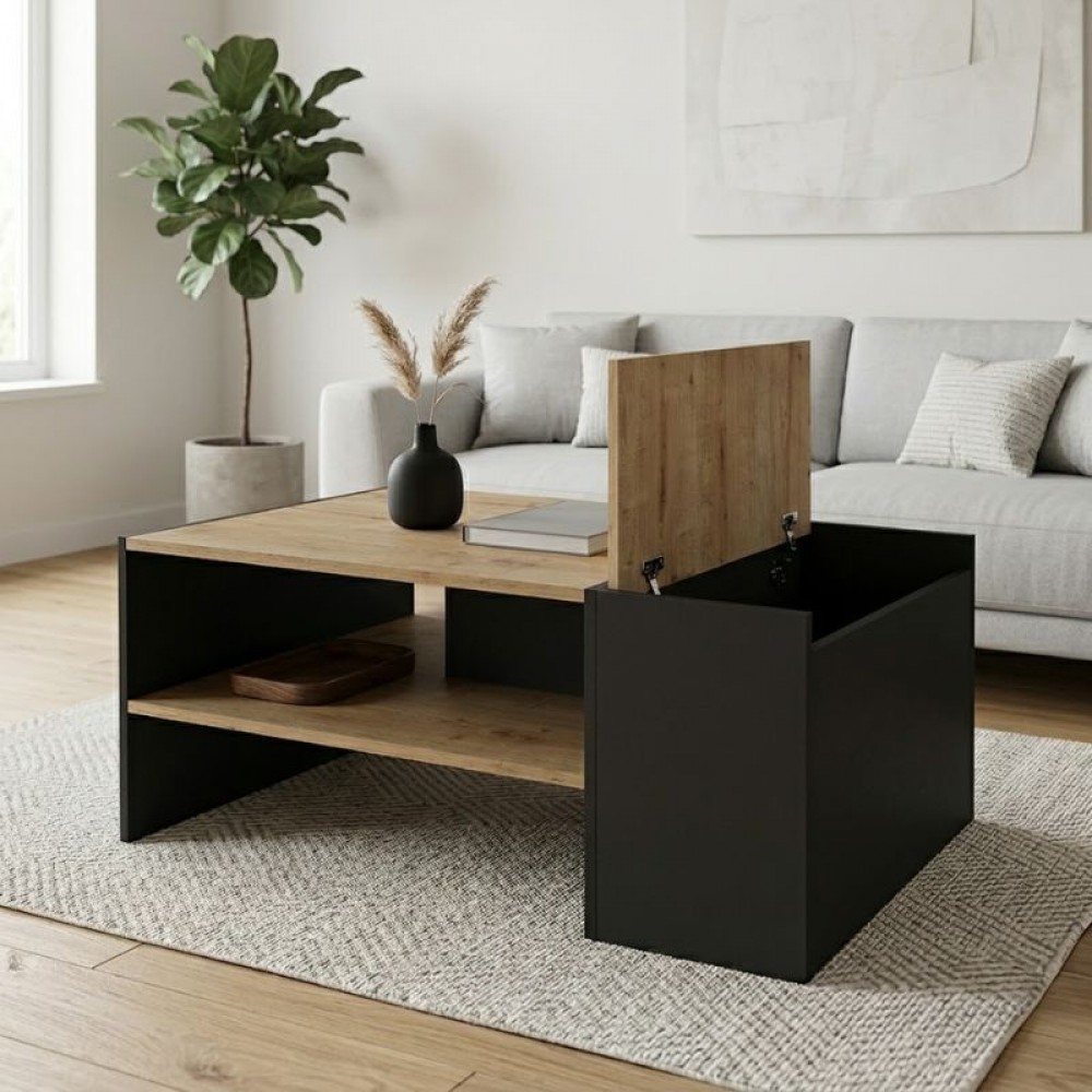 Τραπεζάκι σαλονιού Izia Megapap χρώμα sapphire oak - ανθρακί 110x60x45εκ.