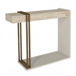 Κονσόλα Desca Megapap χρώμα travertine - sandstone - χρυσό 91,8x29,6x74,2εκ.