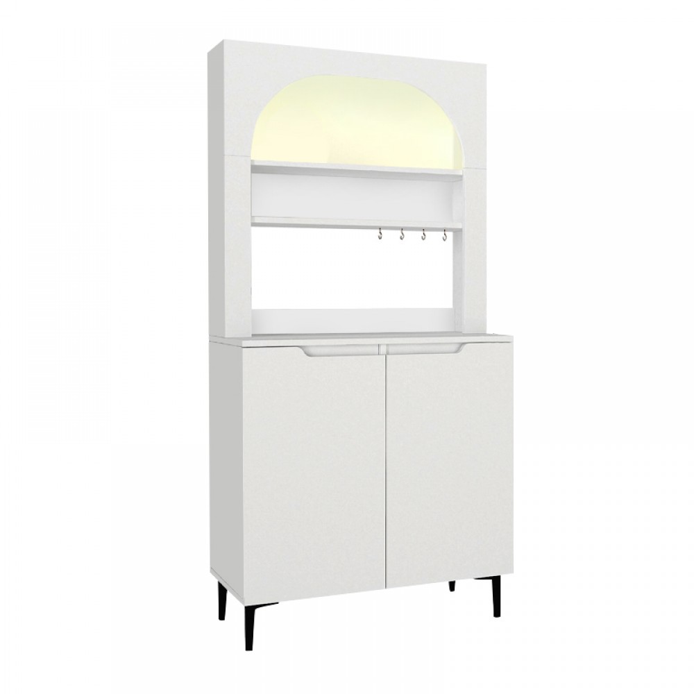 Έπιπλο κουζίνας με LED Melinta 2 Megapap χρώμα λευκό 90x40x181,8εκ.