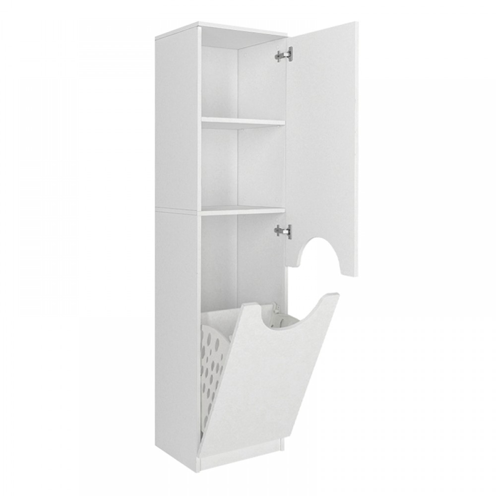 Ντουλάπι με καλάθι απλύτων Verga Megapap χρώμα λευκό 45x40x180εκ.