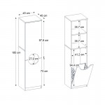 Ντουλάπι με καλάθι απλύτων Verga Megapap χρώμα λευκό 45x40x180εκ.