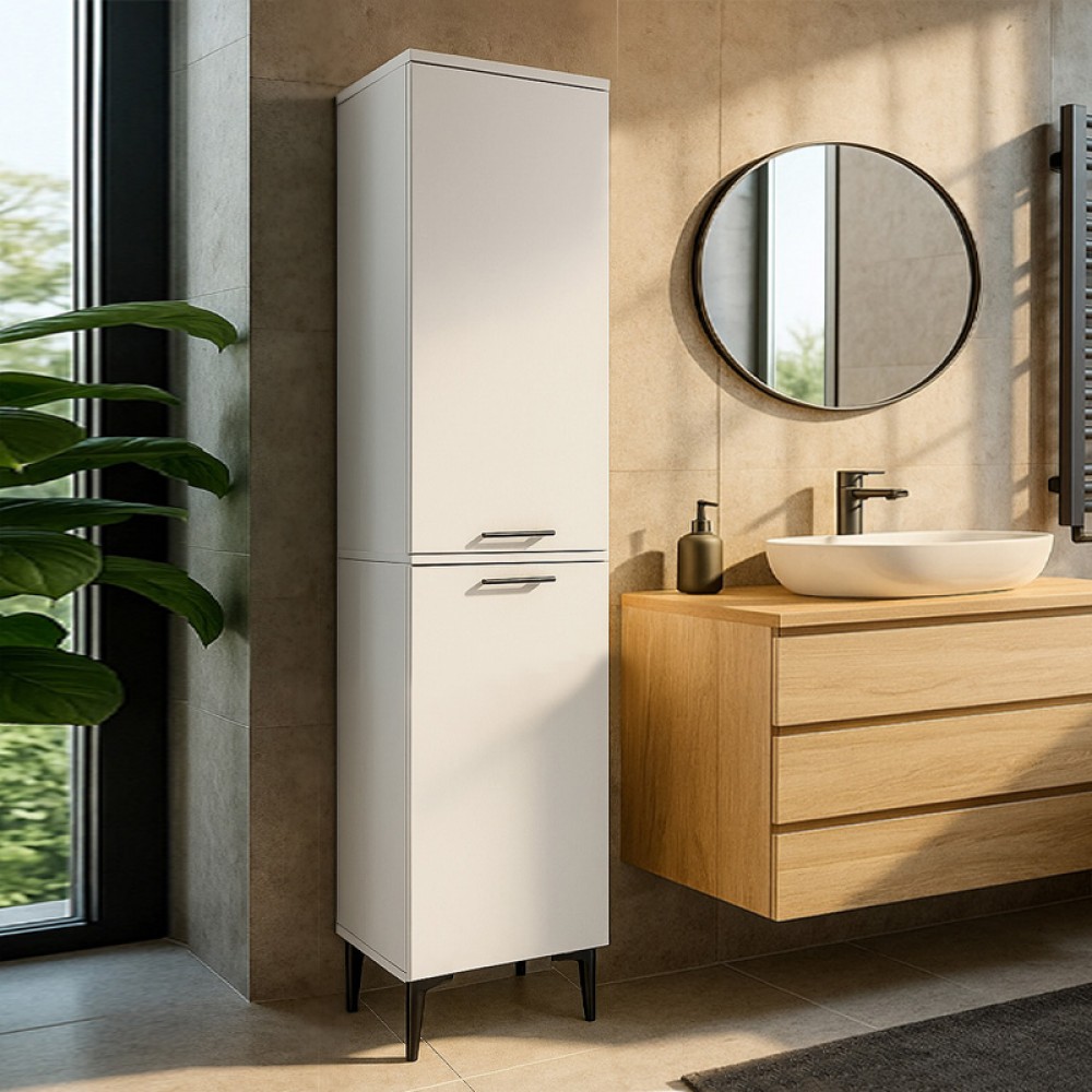 Ντουλάπι με καλάθι απλύτων Singa Megapap χρώμα λευκό 45x40x180εκ.