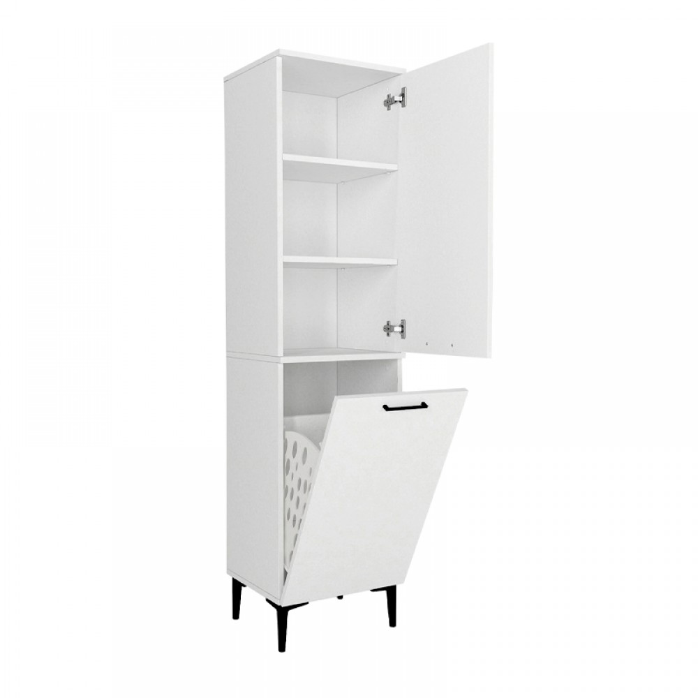 Ντουλάπι με καλάθι απλύτων Singa Megapap χρώμα λευκό 45x40x180εκ.