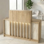 Γραφείο υποδοχής - reception Davis Megapap με LED χρώμα sepet oak - travertine 150x41,8x115εκ.