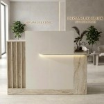 Γραφείο υποδοχής - reception Dayana Megapap με LED χρώμα travertine - sandstone 150x85,2x120εκ.