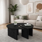 Τραπεζάκι σαλονιού σετ 2 τμχ Dorena Megapap χρώμα sencron black Ø90x41,7εκ.