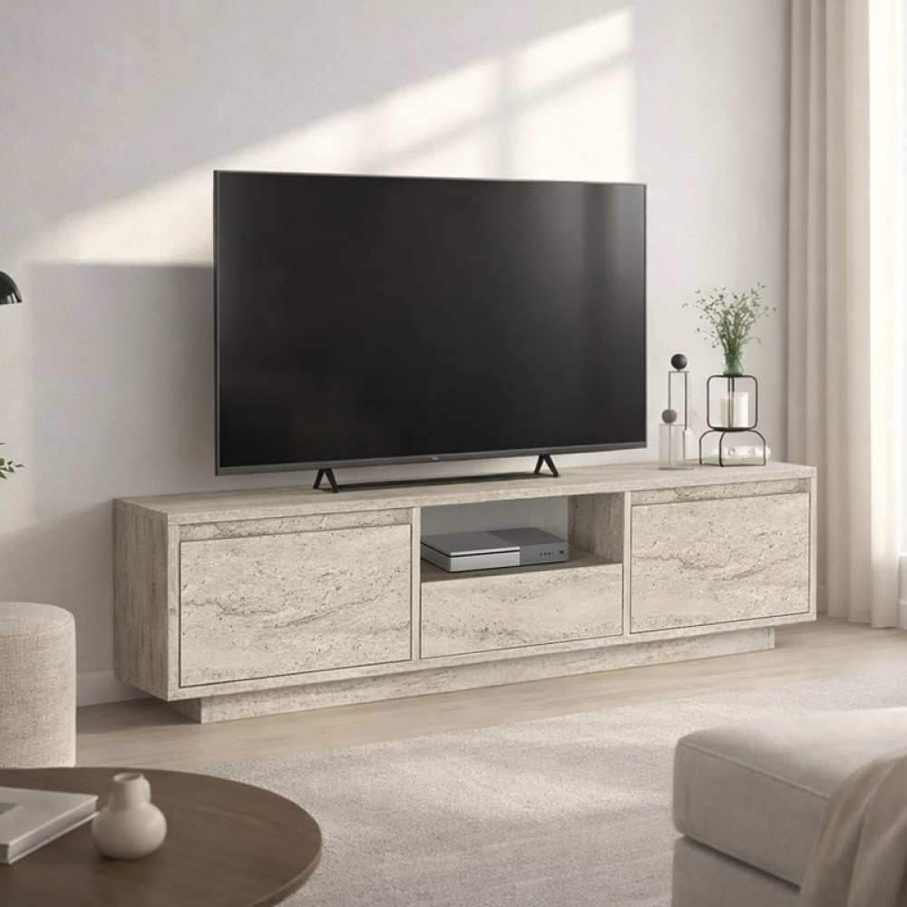 Έπιπλο τηλεόρασης Lumbera Megapap χρώμα travertine 160x29,5x42εκ.
