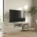 Έπιπλο τηλεόρασης Lumbera Megapap χρώμα travertine 160x29,5x42εκ.