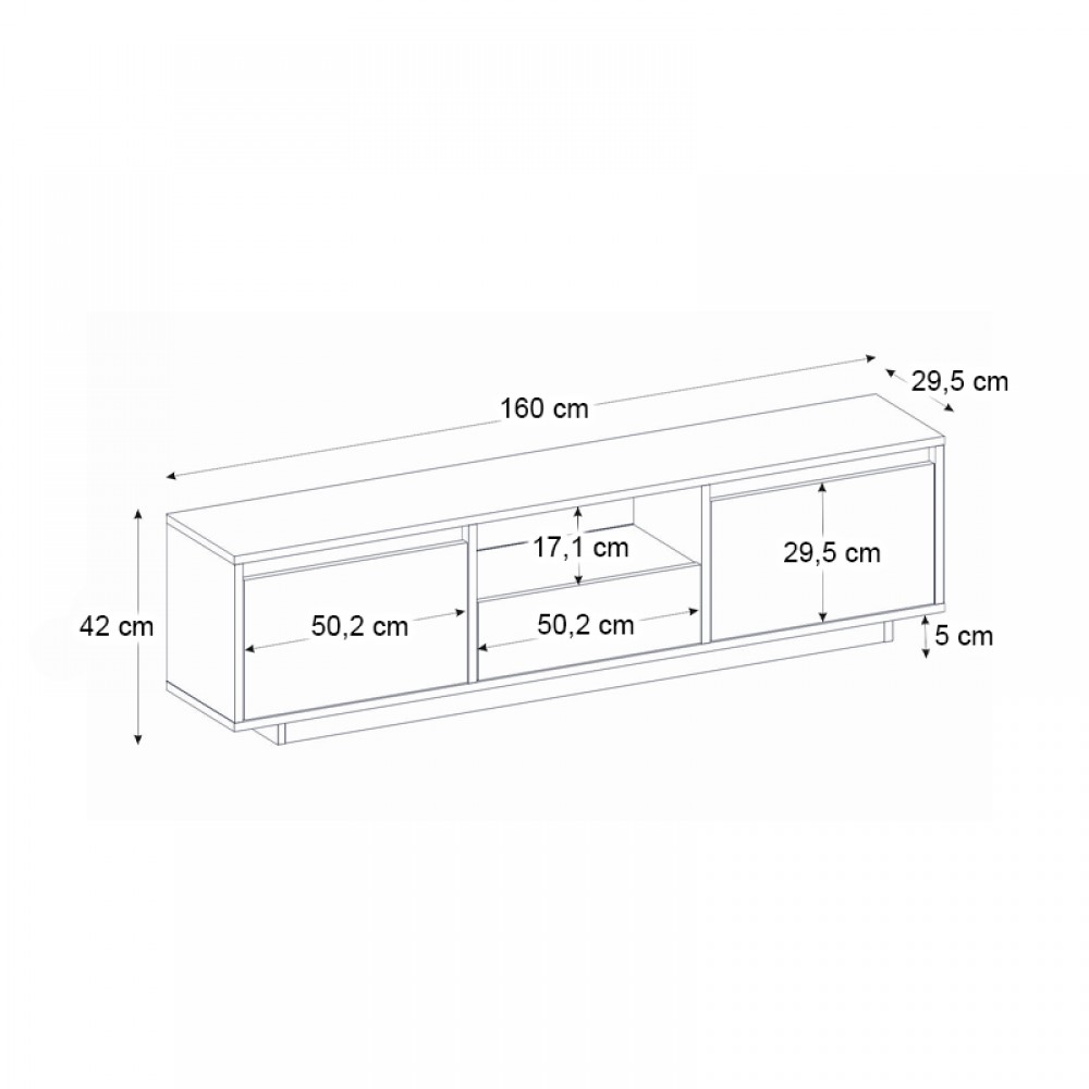 Έπιπλο τηλεόρασης Lumbera Megapap χρώμα travertine 160x29,5x42εκ.