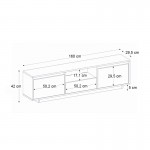 Έπιπλο τηλεόρασης Lumbera Megapap χρώμα sencron black 160x29,5x42εκ.