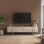 Έπιπλο τηλεόρασης Orontes Megapap χρώμα travertine - χρυσό 180x29,6x50εκ.