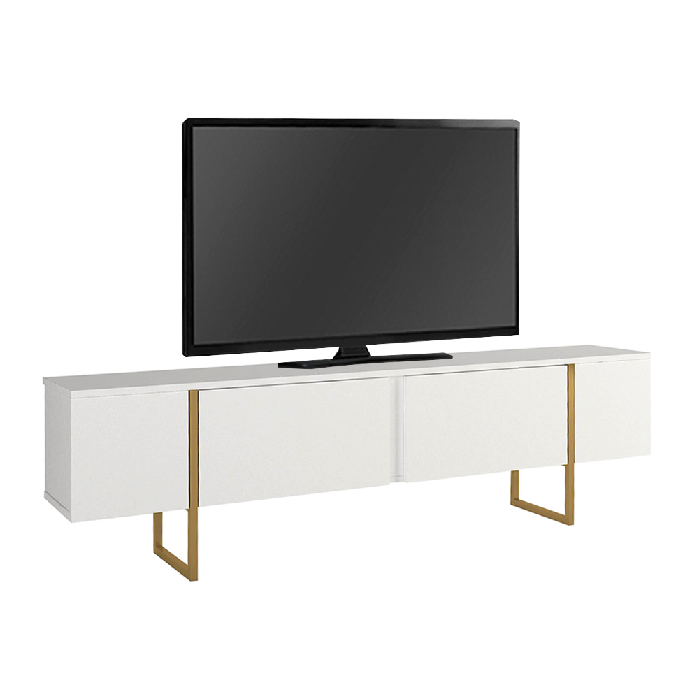 Έπιπλο τηλεόρασης Orontes Megapap χρώμα λευκό - χρυσό 180x29,6x50εκ.