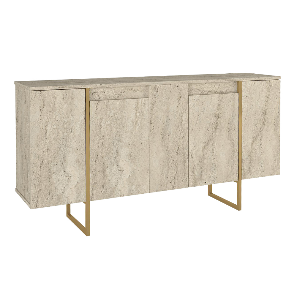 Μπουφές Orontes Megapap χρώμα travertine - χρυσό 160x35,2x80εκ.