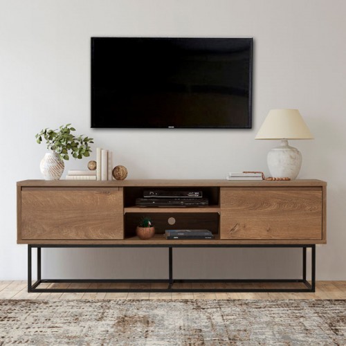 Έπιπλο τηλεόρασης Amedeo Megapap χρώμα καρυδί 140x40x50εκ.