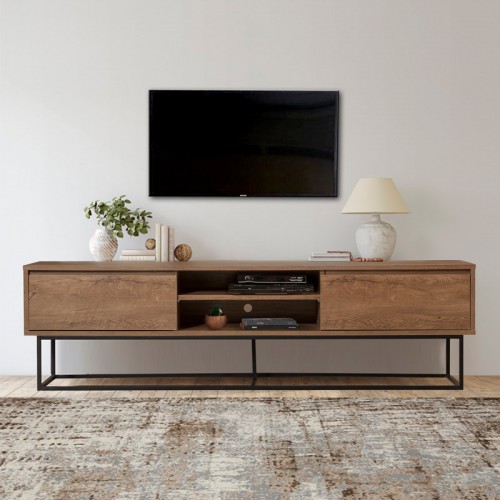 Έπιπλο τηλεόρασης Amedeo Megapap χρώμα καρυδί 180x40x50εκ.