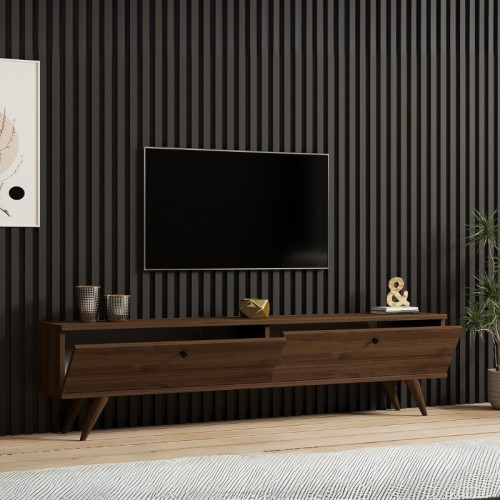 Έπιπλο τηλεόρασης Paris Megapap χρώμα καρυδί 160x25x35εκ.