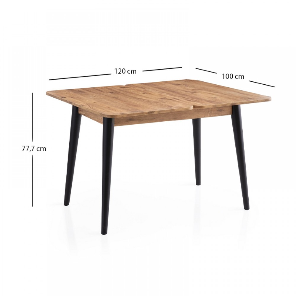 Τραπέζι Dolunay Megapap επεκτεινόμενο χρώμα atlantic pine - μαύρο 100x60(120x100)x79,5εκ.
