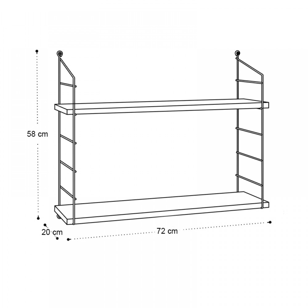 Ραφιέρα τοίχου Armoni Megapap χρώμα sacramento oak - καφέ μέταλλο 72x20x58εκ.