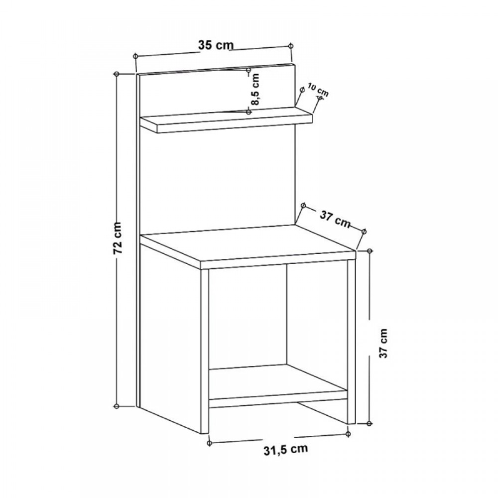 Κομοδίνο Ulman Megapap χρώμα sapphire oak 35x37x72εκ.