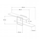 Ραφιέρα τοίχου Mone Megapap χρώμα λευκό - μαύρο 120x18x30εκ.