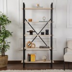 Βιβλιοθήκη Elysian Megapap χρώμα travertine - μαύρο 90x33,5x180εκ.