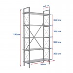 Βιβλιοθήκη Elysian Megapap χρώμα μαύρο 90x33,5x180εκ.
