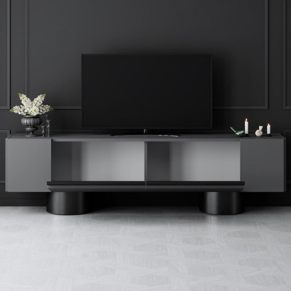 Έπιπλο τηλεόρασης Haven Megapap χρώμα ανθρακί 180x30x50εκ.