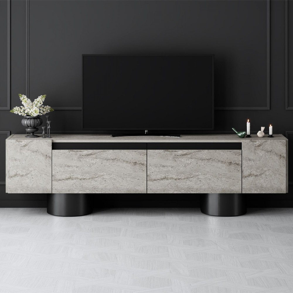 Έπιπλο τηλεόρασης Haven Megapap χρώμα travertine 180x30x50εκ.