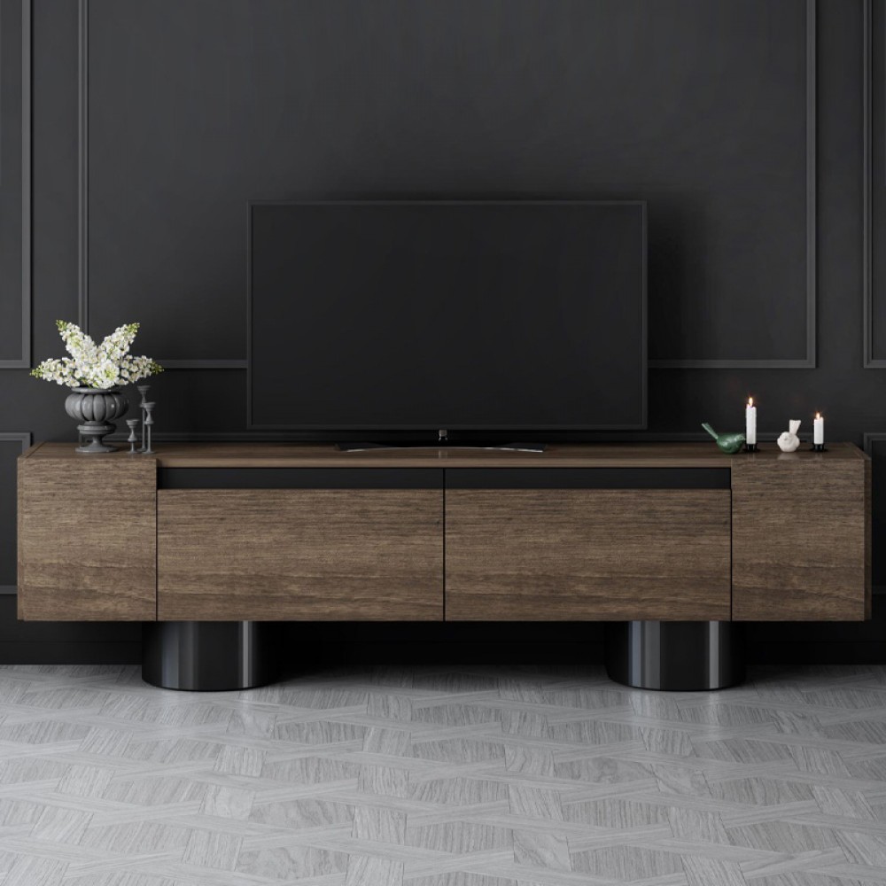 Έπιπλο τηλεόρασης Haven Megapap χρώμα καρυδί 180x30x50εκ.
