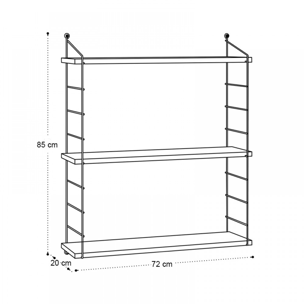 Ραφιέρα τοίχου Armoni Megapap χρώμα sapphire oak - καφέ μέταλλο 72x20x85εκ.