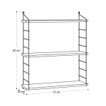 Ραφιέρα τοίχου Armoni Megapap χρώμα sapphire oak - καφέ μέταλλο 72x20x85εκ.