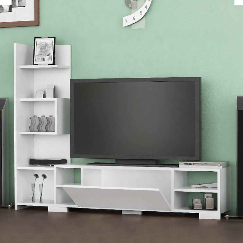 Έπιπλο τηλεόρασης Pera Megapap χρώμα λευκό 160x29,5x120εκ.