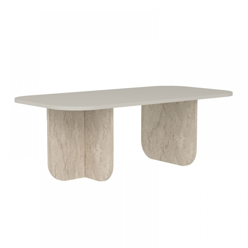 Τραπεζάκι σαλονιού Becaj Megapap χρώμα sandstone - travertine 120x60x41,4εκ.