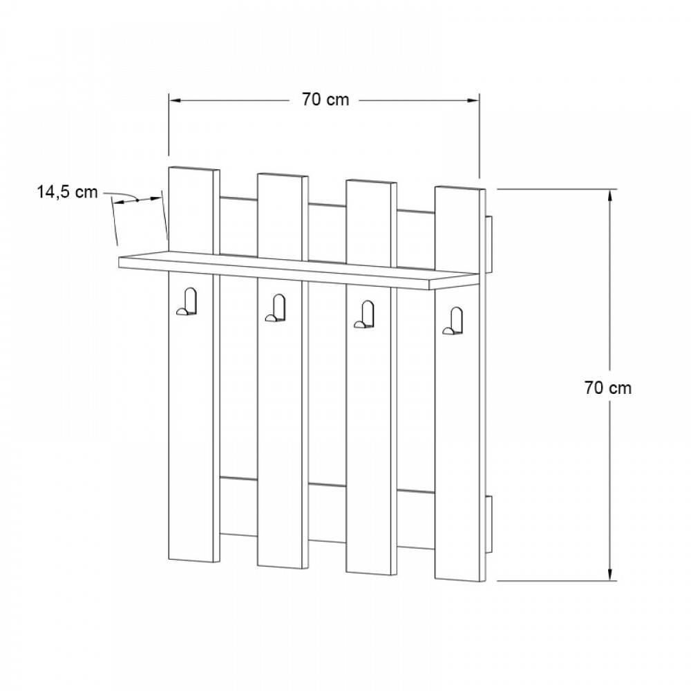 Κρεμάστρα τοίχου Carina Megapap χρώμα sapphire oak 70x18x70εκ.