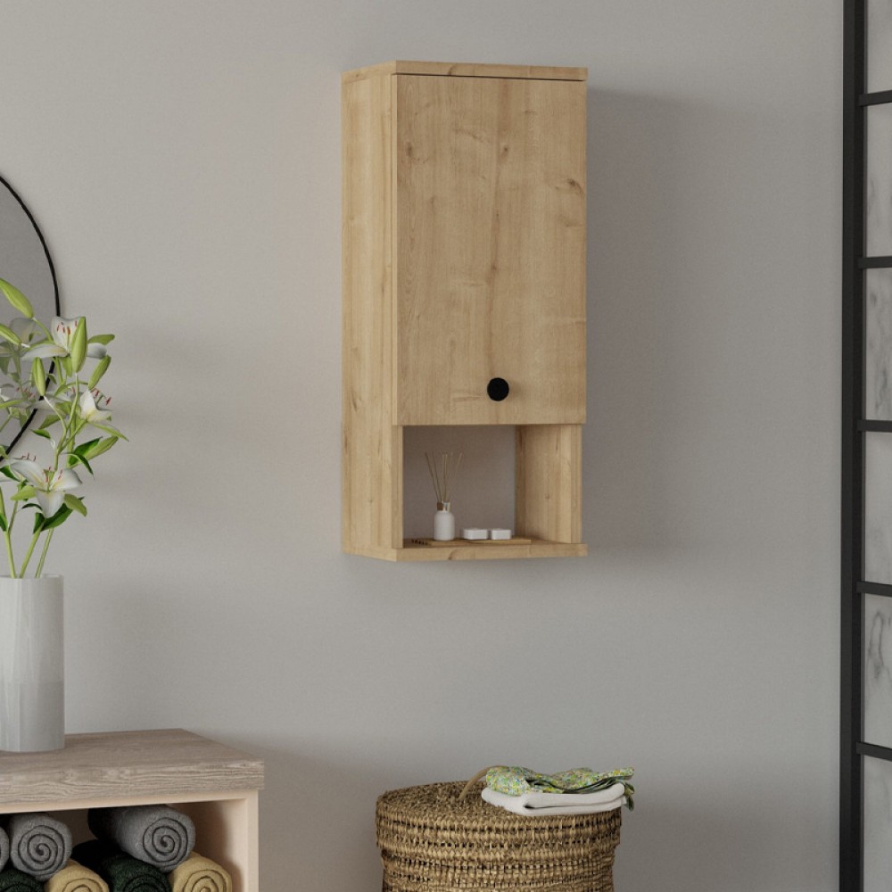 Ντουλάπι μπάνιου επιτοίχιο Mis Megapap χρώμα sapphire oak 30x21,8x71εκ.