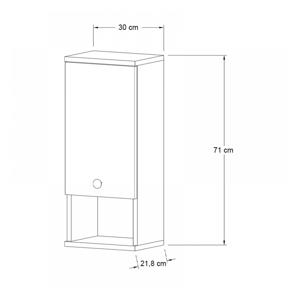 Ντουλάπι μπάνιου επιτοίχιο Mis Megapap χρώμα sapphire oak 30x21,8x71εκ.