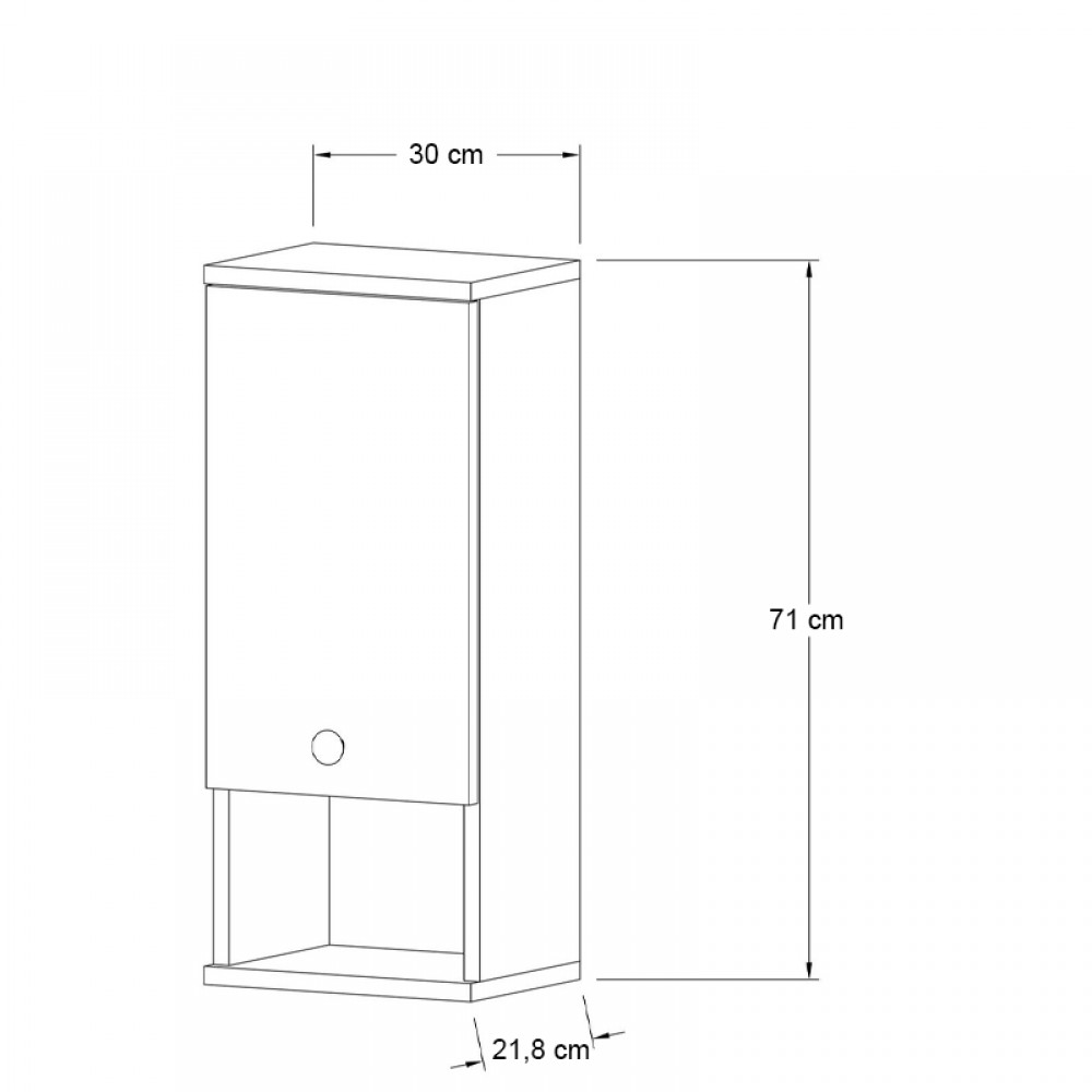 Ντουλάπι μπάνιου επιτοίχιο Mis Megapap χρώμα λευκό 30x21,8x71εκ.