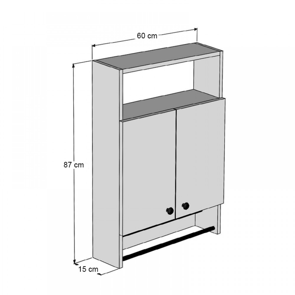 Ντουλάπι μπάνιου επιτοίχιο Ela Megapap χρώμα ανθρακί 60x15x87εκ.
