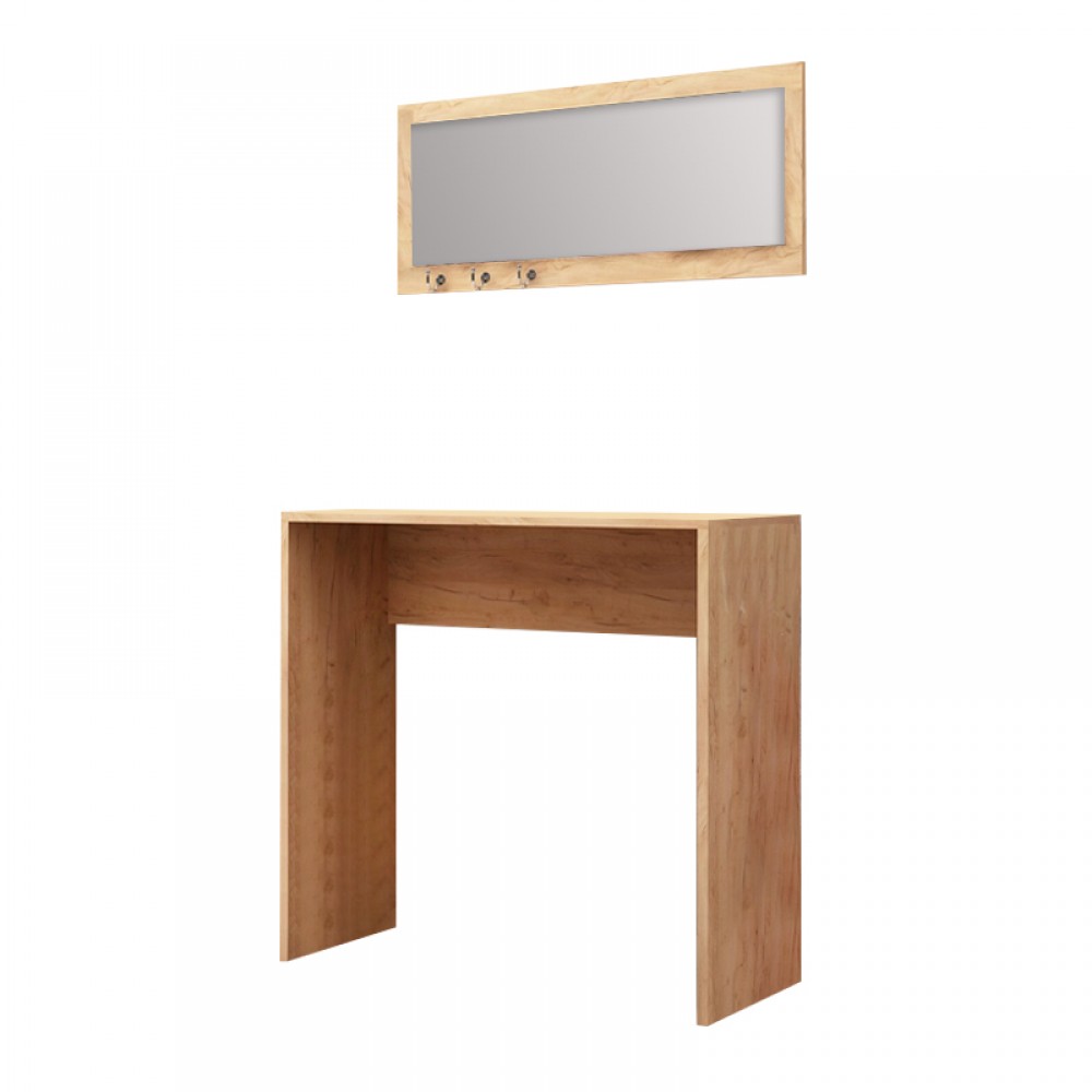 Κονσόλα με καθρέπτη Cosenza Megapap χρώμα oak 80x30x82εκ.