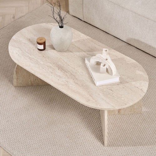 Τραπεζάκι σαλονιού Melina Megapap χρώμα travertine 120x60x40εκ.
