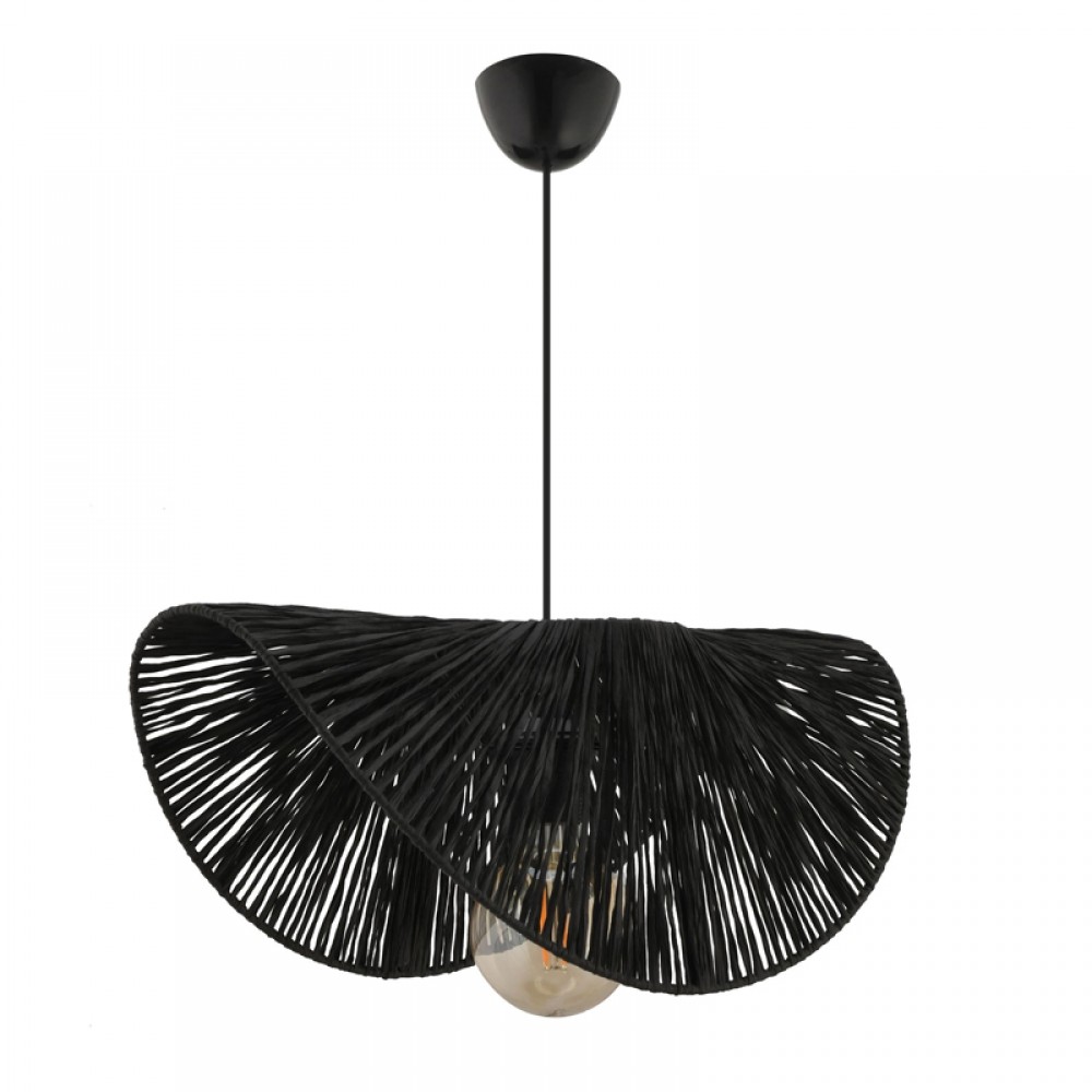 Φωτιστικό οροφής Taco Megapap E27 γιούτα μονόφωτο χρώμα μαύρο 51x36x55εκ.